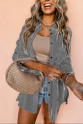 Black Striped Button-Down Tunic