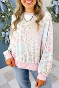 Pink Floral Patchwork Sweatshirt