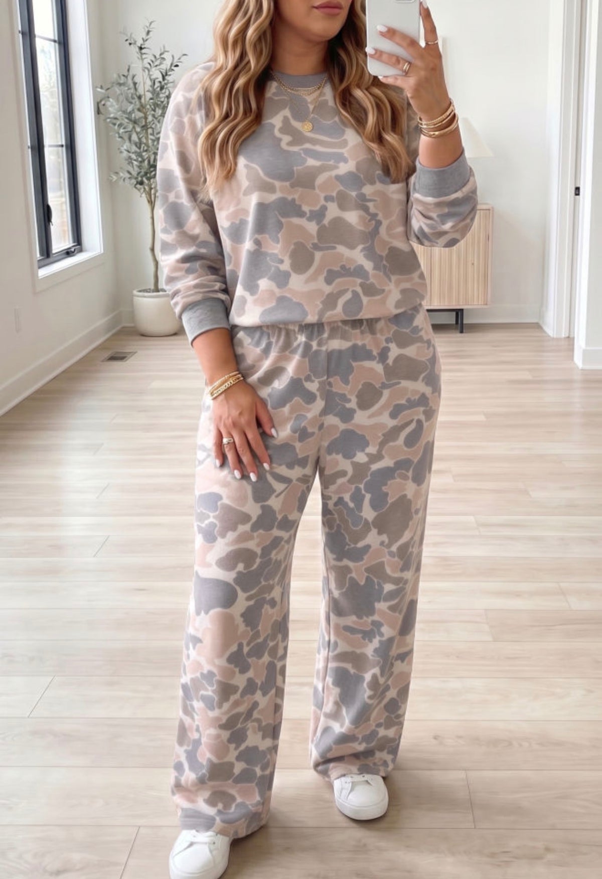 Neutral Camo Cozy Two-Piece Lounge Set