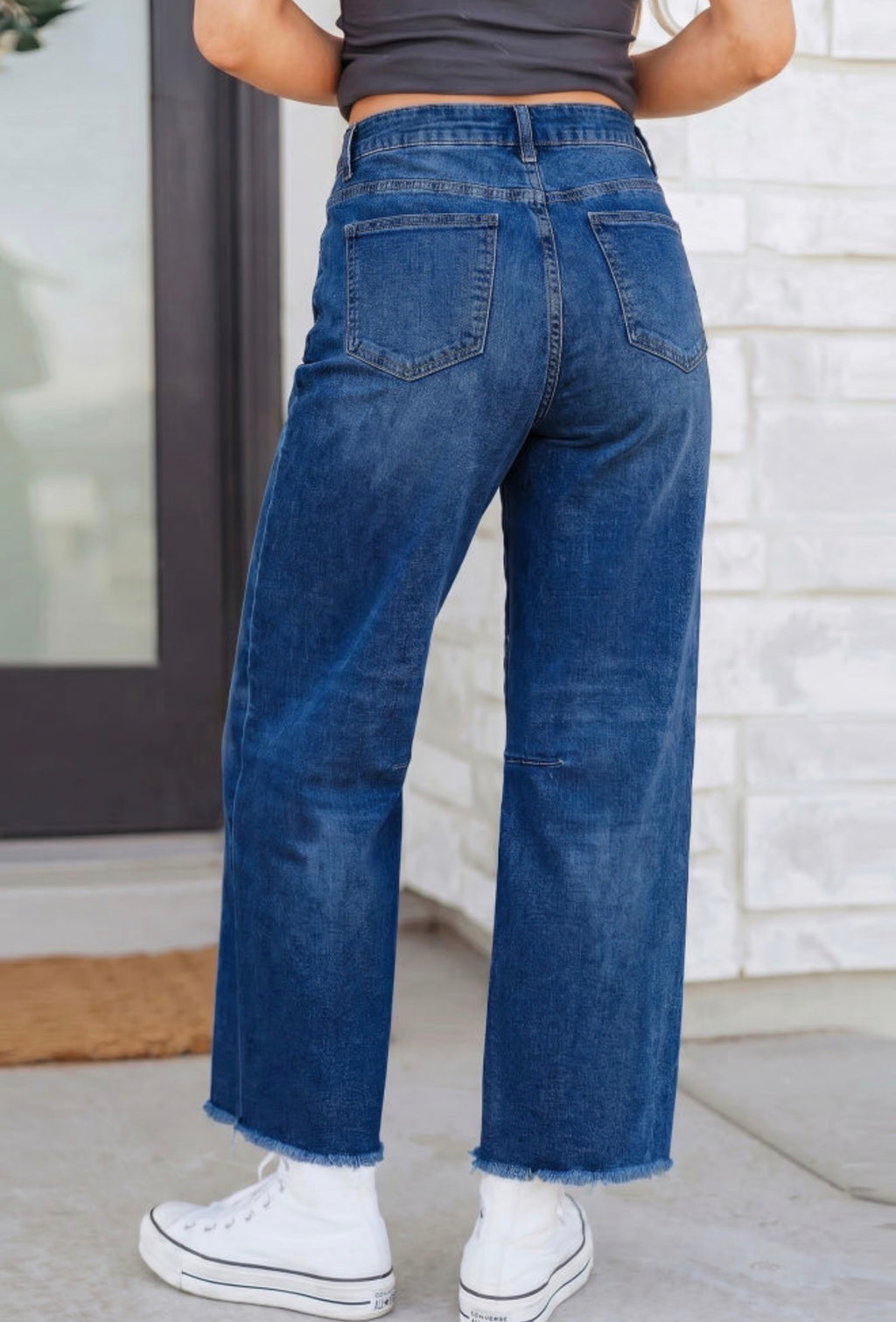 Sail Blue High-Waisted Cropped Barrel Jeans
