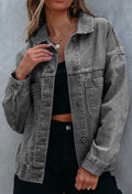 Vintage Washed Striped Denim Jacket