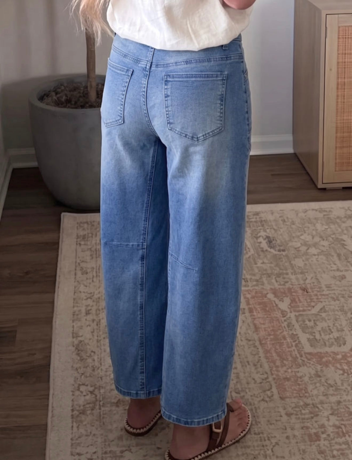 Beau Blue Drawstring Wide Leg Cropped Jeans