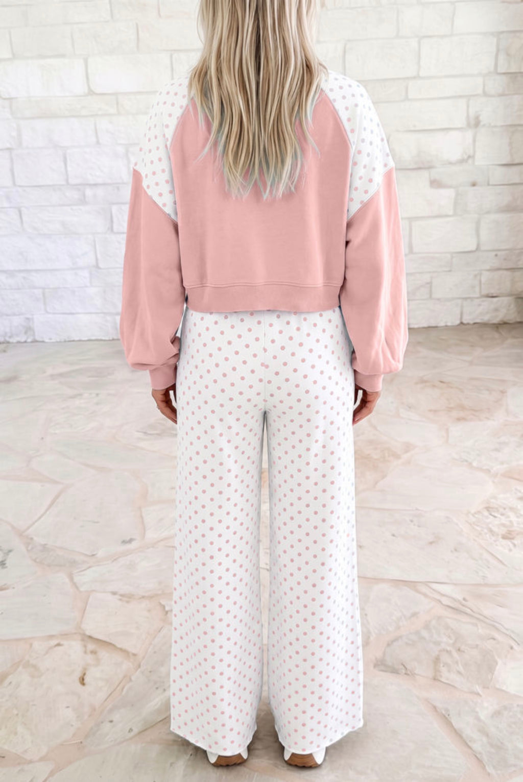 Pink Polka Dot Two-Piece Lounge Set