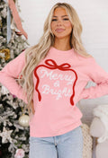 Merry & Bright Pink Christmas Bow Sweater