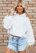 Cozy White Fuzzy Cropped Hoodie