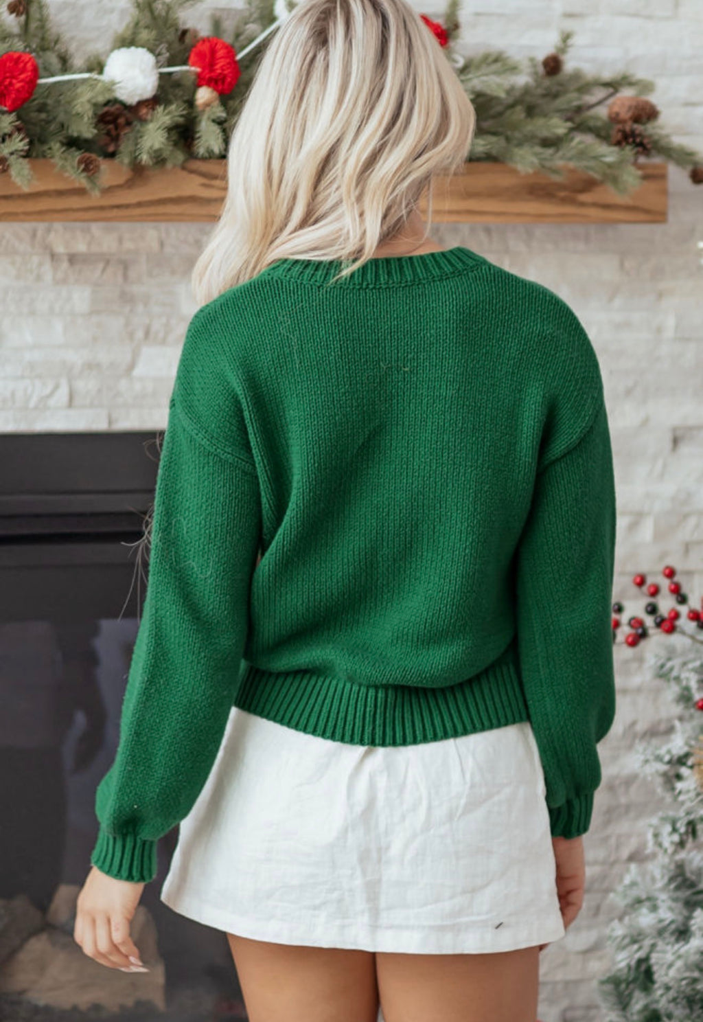 Evergreen Christmas Plaid Bow Sweater