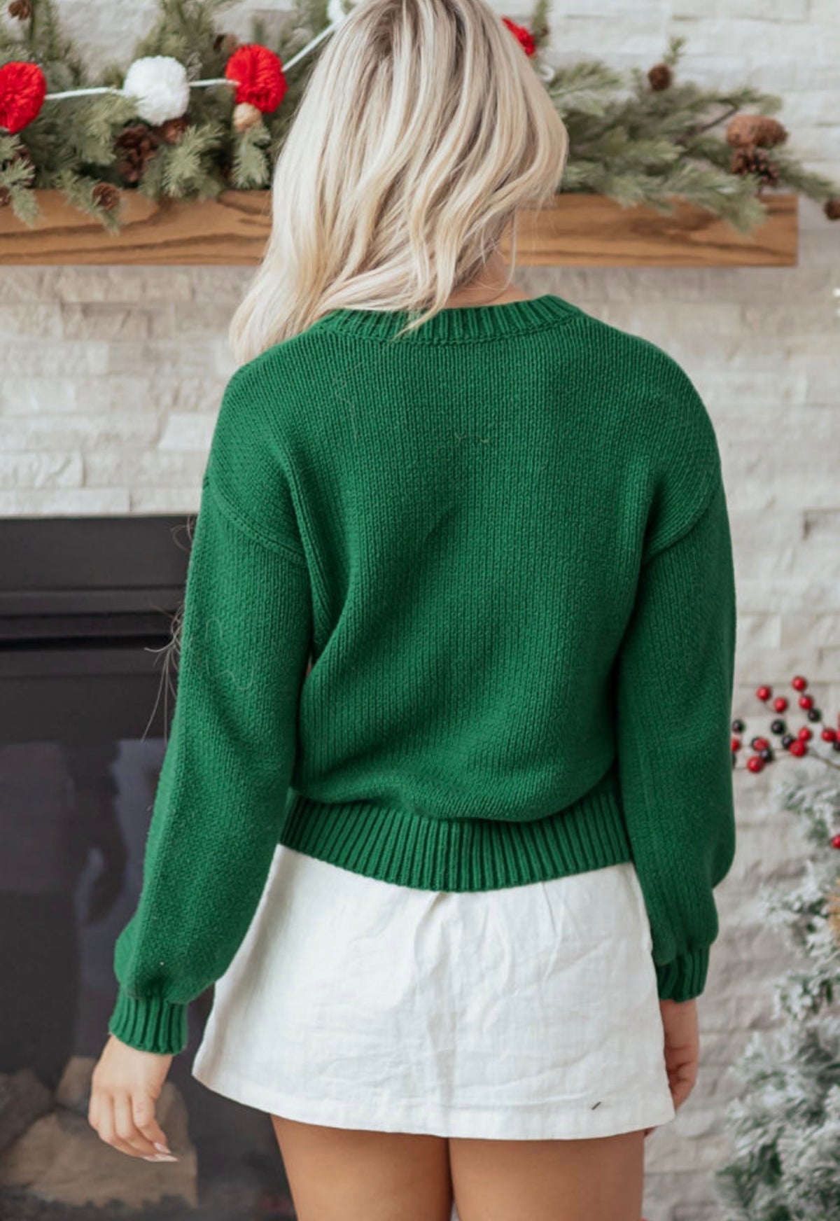 Evergreen Christmas Plaid Bow Sweater