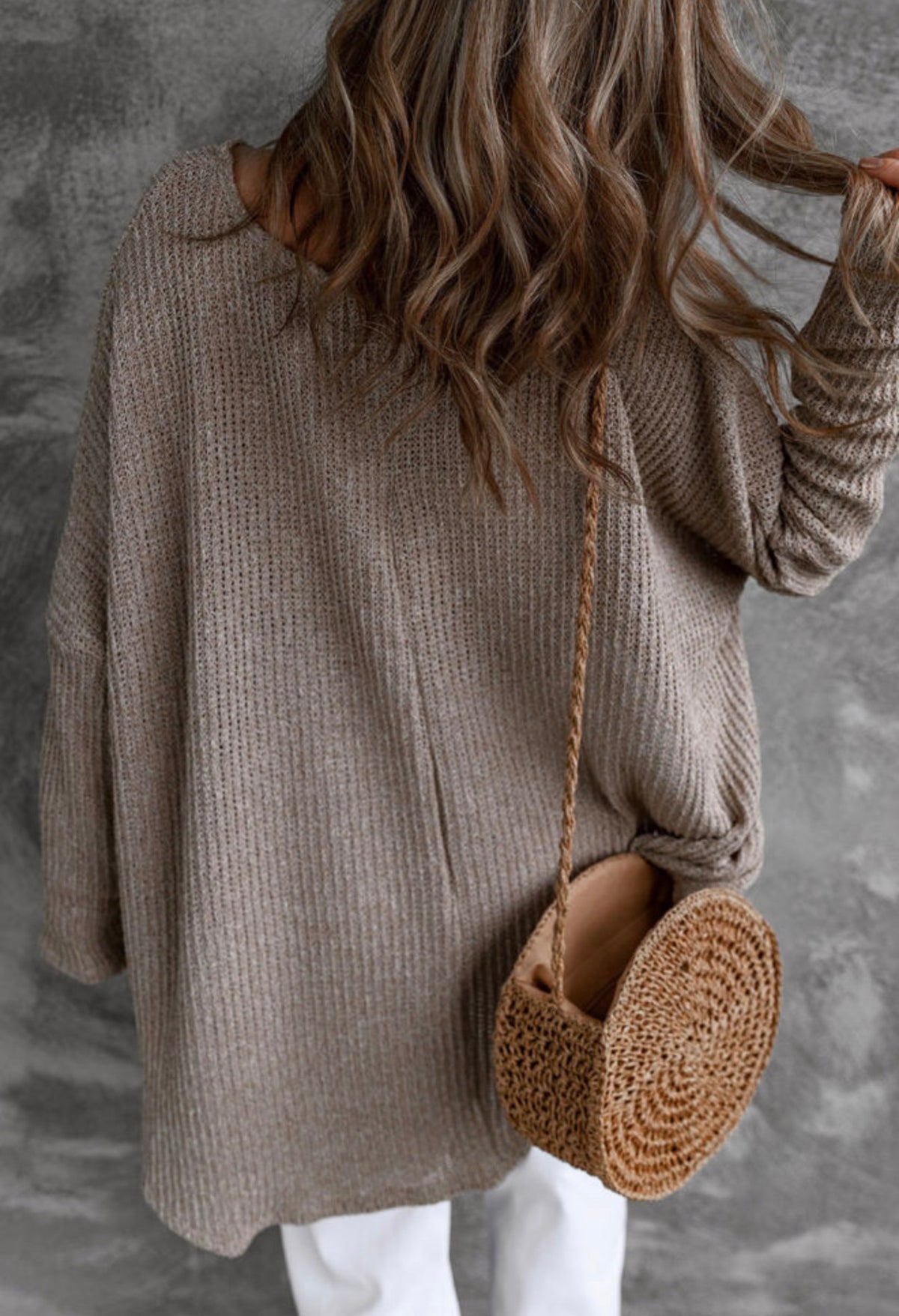 Cozy Slouchy Pullover Sweater - Grey