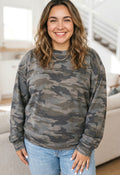 Vintage Green Camo Relaxed Long Sleeve Top