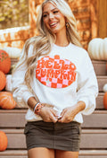 Hello Pumpkin Checkered Chenille Sweatshirt