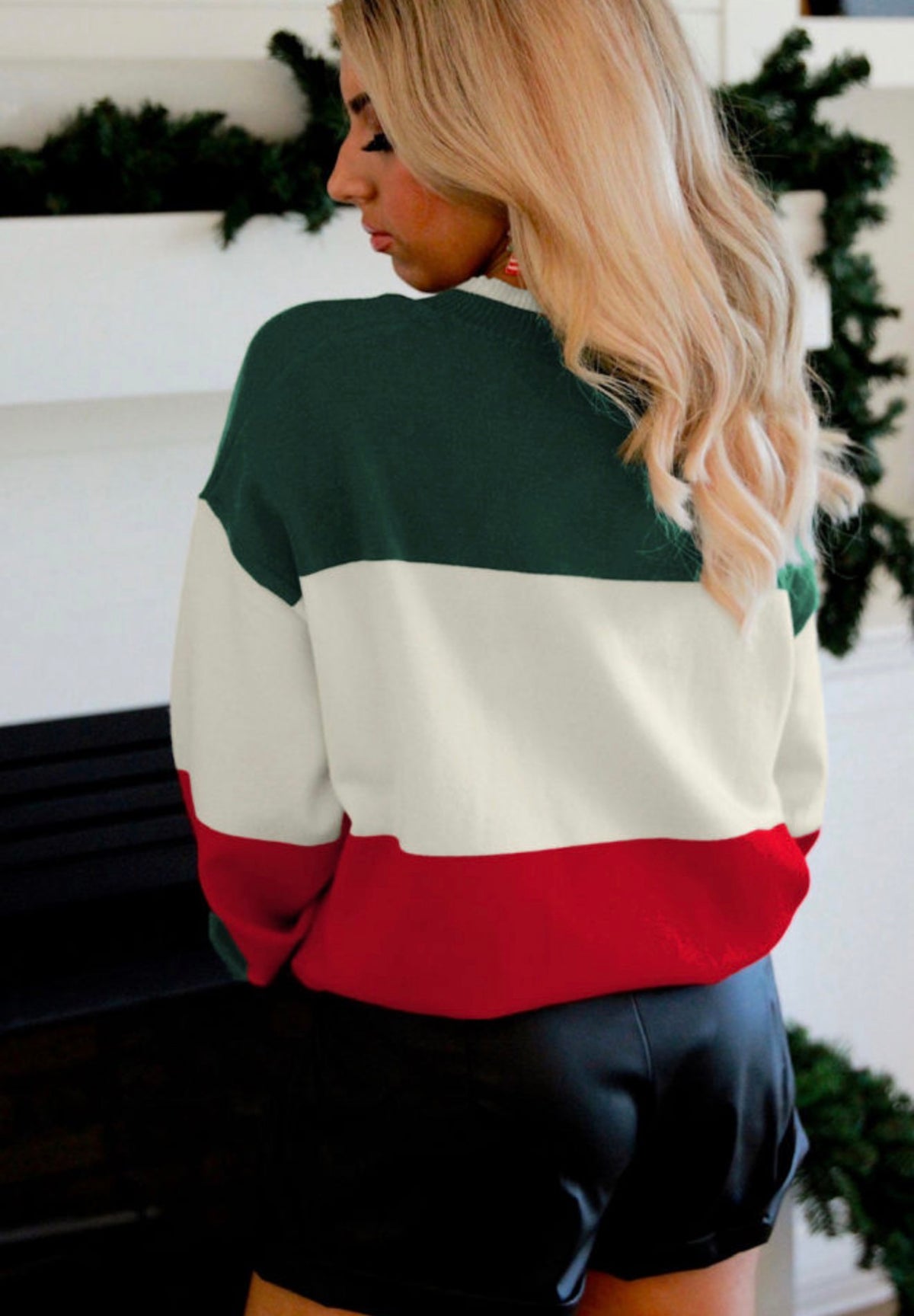 Holly Jolly Sequin Color Block Christmas Sweater