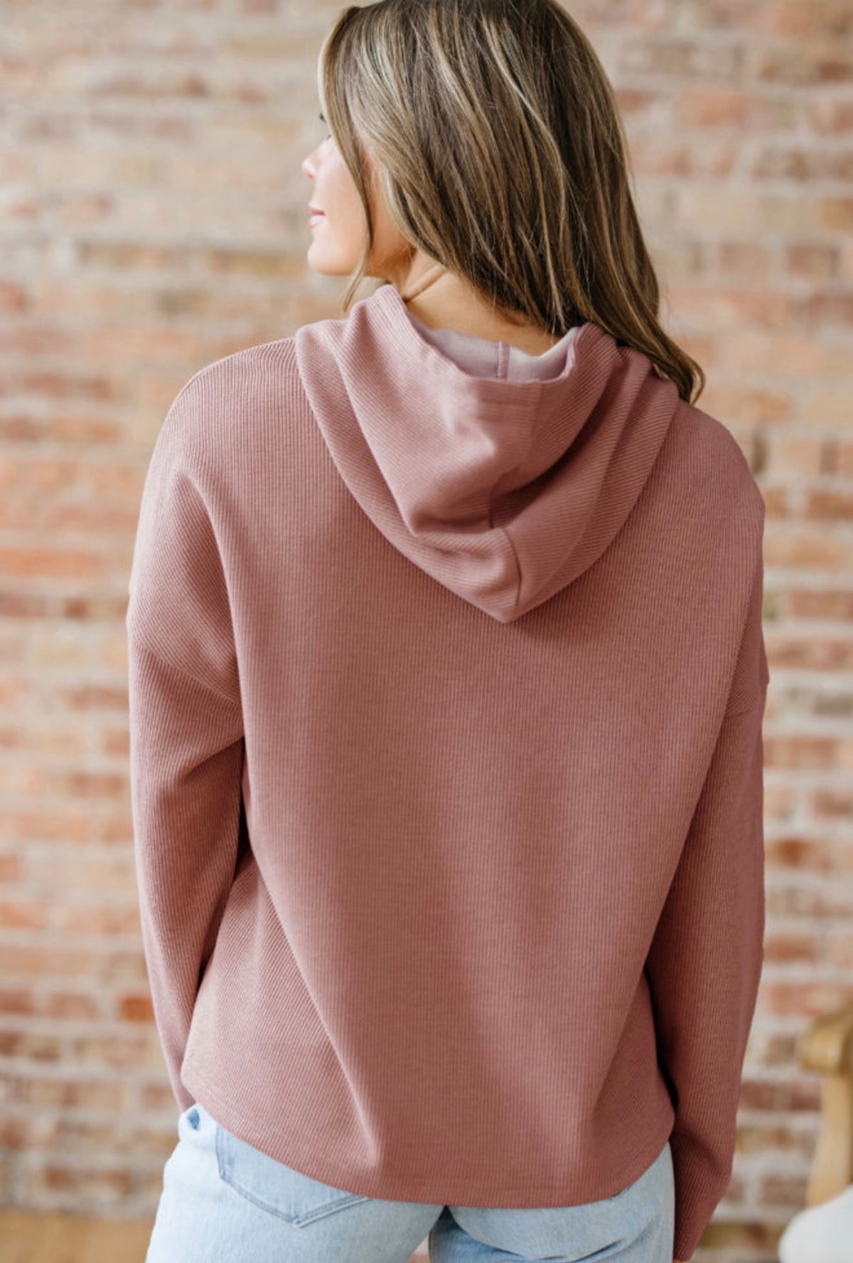 Rose Tan Lace Drawstring Hoodie