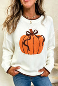 Autumn Charm Pumpkin Bow Knit Sweater