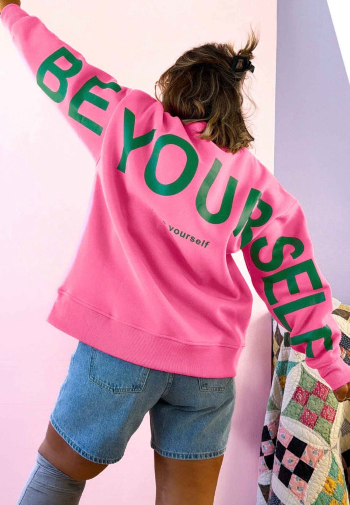 Be Yourself Pink Graphic Sweatshirt
