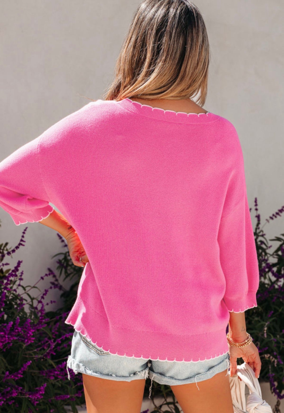 Pink & White Bow Knit Sweater