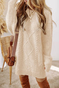 Oatmeal Cable Knit Sweater Dress