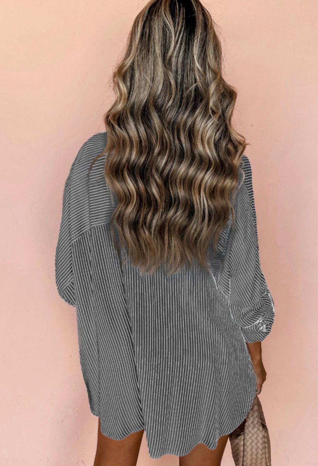 Black Striped Button-Down Tunic