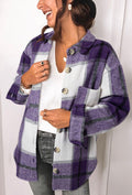 Purple & White Plaid Cozy Shacket