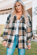 Cozy Camel & Black Plaid Button-Up Shacket