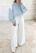 Light Blue Polka Dot Two-Piece Lounge Set