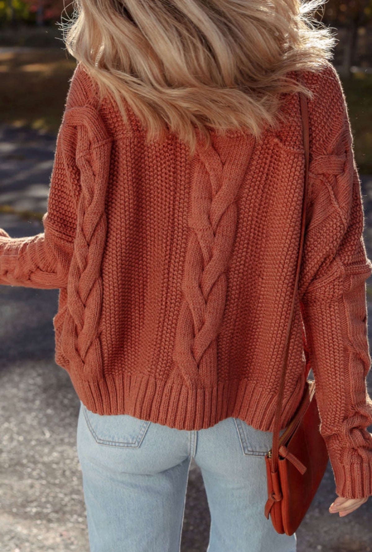 Cozy Redwood Cable Knit Sweater