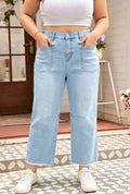 Plus Size Beau Blue High Waisted Wide Leg Jeans