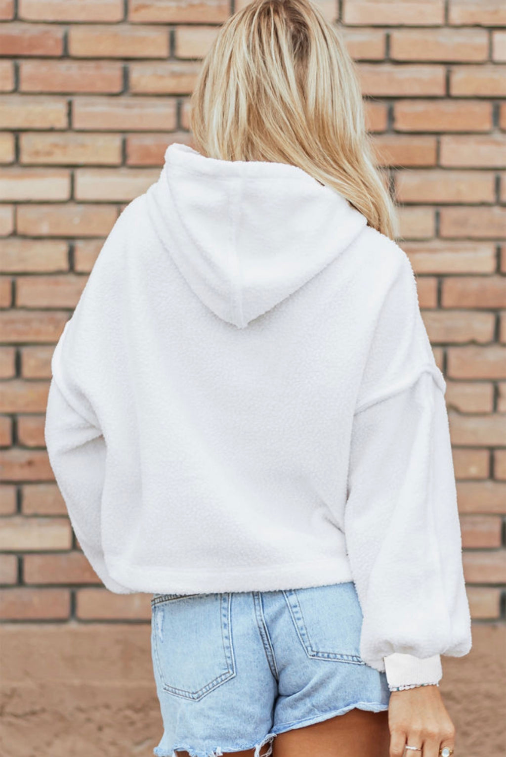 Cozy White Fuzzy Cropped Hoodie