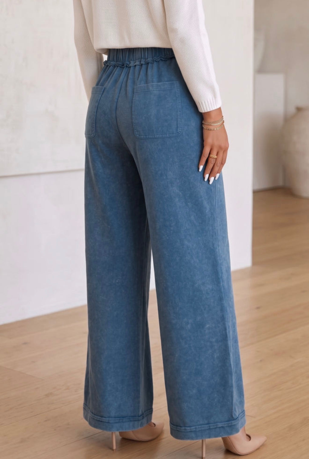 Ashleigh Blue High-Waisted Wide-Leg Pants