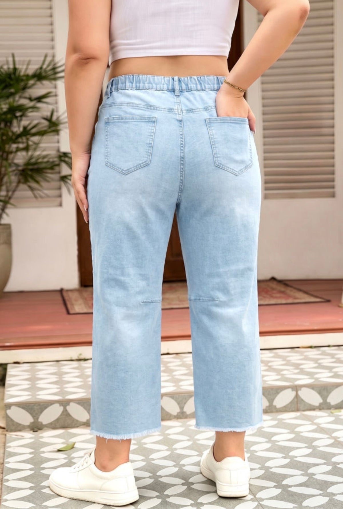 Plus Size Beau Blue High Waisted Wide Leg Jeans