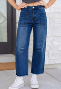 Sail Blue High-Waisted Cropped Barrel Jeans