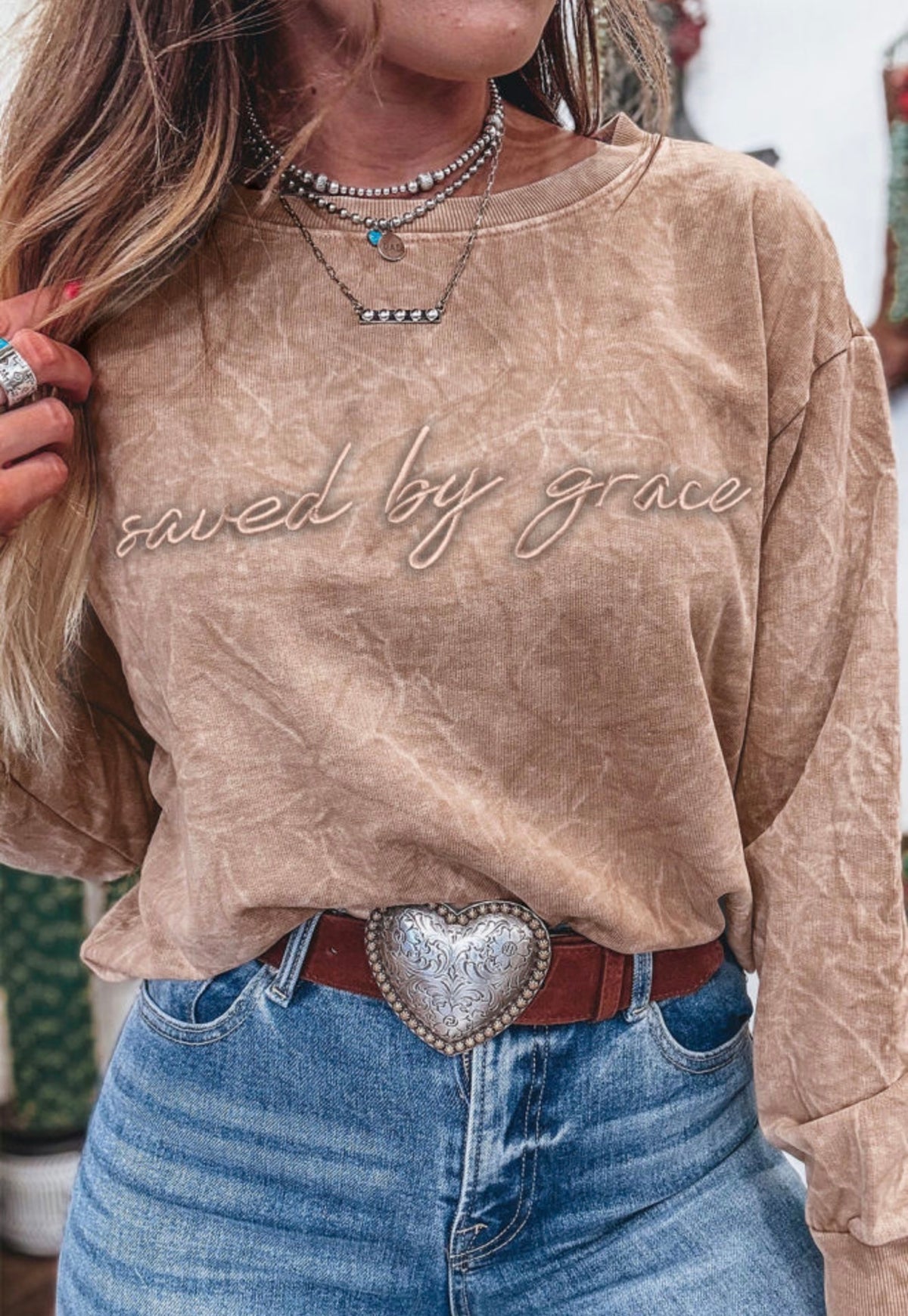 Saved by Grace Mineral Wash Sweatshirt